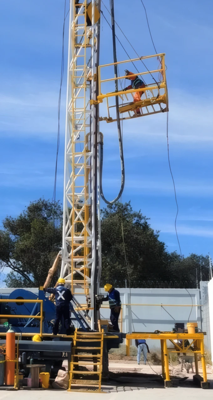 Proceso de perforación de un pozo vertical de agua